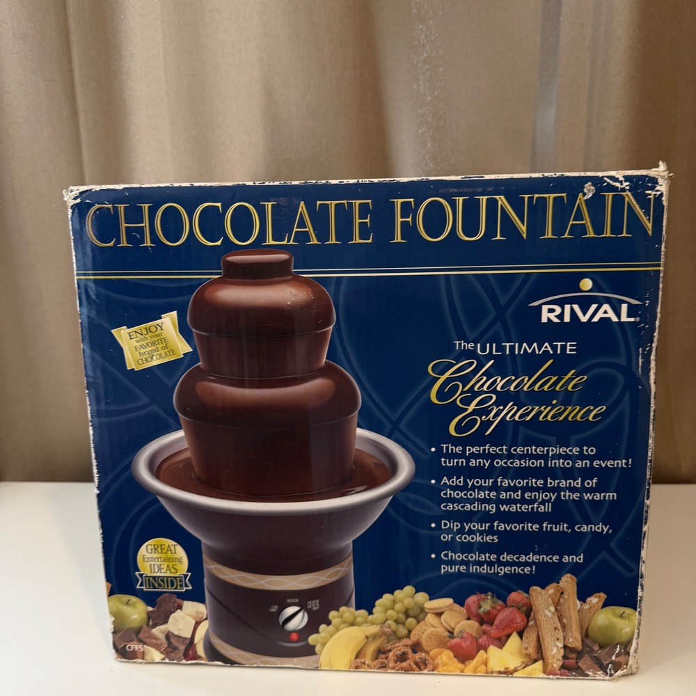 Rival CFF5 Chocolate Fountain 3-Tier Fondue Waterfall Black Silver‎ New Open Box